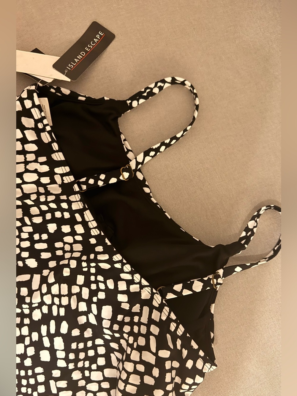Island Escape Black White Geometric Tankini Top Women's Size 8 Swim NWT - Picture 6 of 9
